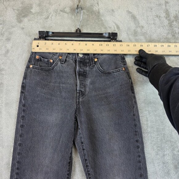 Levi's 501 Jeans Womens 25x30 Gray Black Button Fly High Rise Straight Denim - Picture 3 of 15